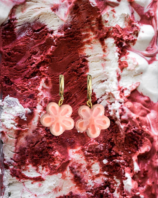 Pink Ceramic Flower Earrings
